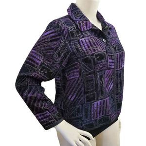 Christopher & Banks Purple and Black Button-Up Textured Blazer Size Large